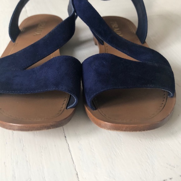 PRADA Suede Ankle Strap Flat Sandals 37.5 - Picture 8 of 8